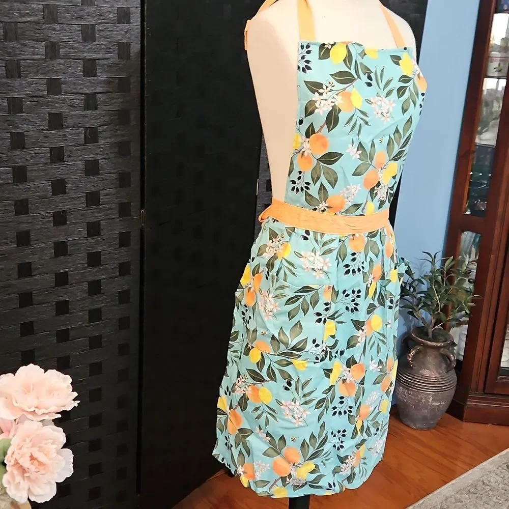 K For The Kitchen Peach & Blue Full Apron